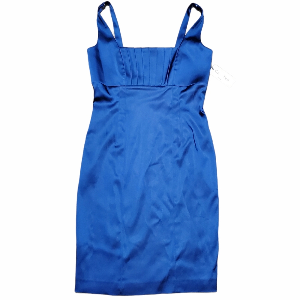 Calvin Klein Blue Stretch Silky Pleated Dr…